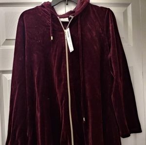 Chicos velour hooded zipper sweatshirt NWT